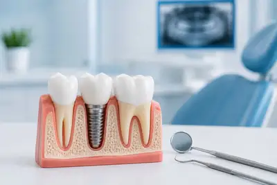 Implante dentário com pino de titânio — Riso Facial